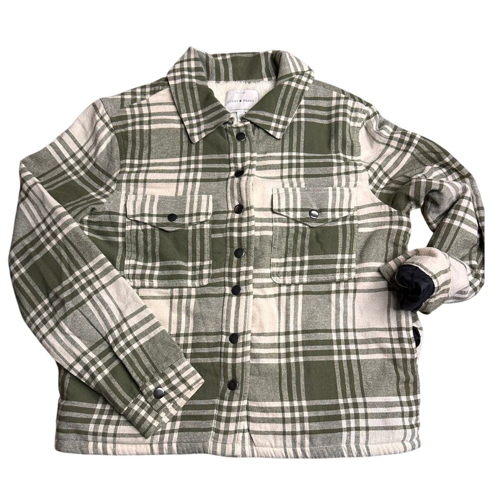 Lucky Brand Button Front Sherpa Lined Flannel Jacket/LS Shirt Women’s Size Small